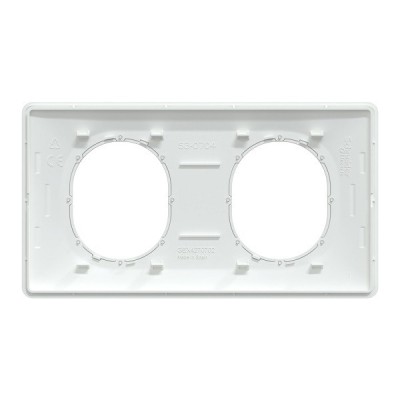 Schneider - Ovalis - Plaque de finition - 2 postes Horiz - 71mm - Blanc bague Argent Chromé - Réf : S320704F