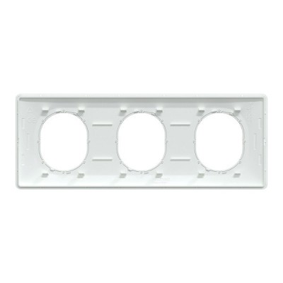 Schneider - Ovalis - Plaque de finition - 3 postes Horizontal - 71mm - Blanc bague Argent Chromé - Réf : S320706F