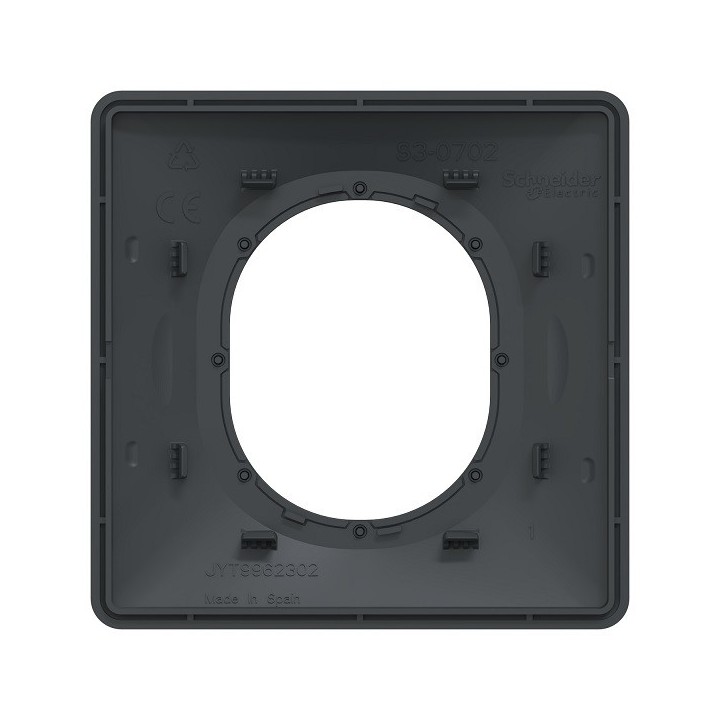 Schneider - Ovalis - Plaque de finition - 1 poste Anthracite bague effet Laiton - Réf : S340702E