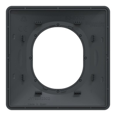Schneider - Ovalis - Plaque de finition - 1 poste Anthracite avec bague effet Argent Chromé - Réf : S340702G