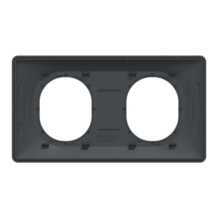 Schneider - Ovalis - plaque de finition - 2 postes hor - 71mm - anthracite - argent chromé - Réf : S340704G