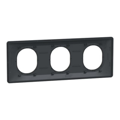 Schneider - Ovalis - plaque de finition - 3 postes hor - 71mm - anthracite - argent chromé - Réf : S340706G