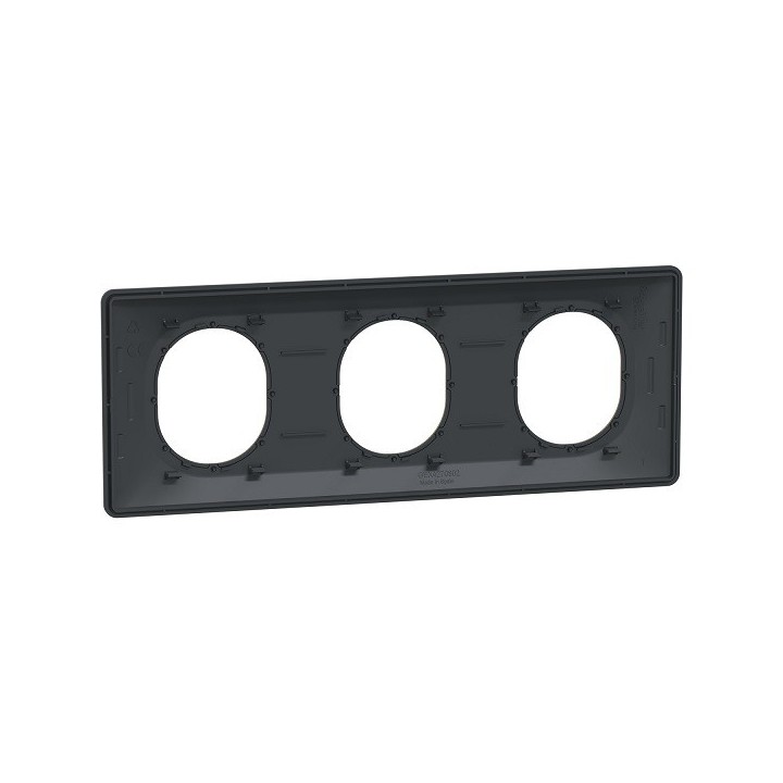Schneider - Ovalis - plaque de finition - 3 postes hor - 71mm - anthracite - argent chromé - Réf : S340706G