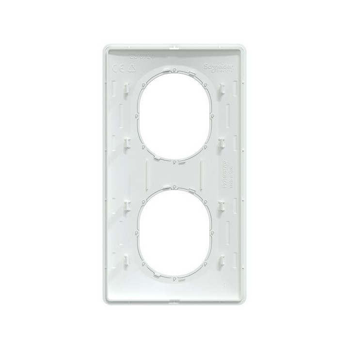 Schneider - Ovalis - Plaque de finition - 2 postes Vertical - 71mm - Blanc bague Laiton - Réf : S320724D