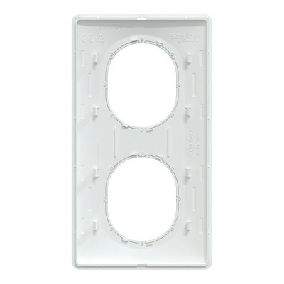Schneider - Ovalis - Plaque de finition - 2 postes Vertic - 71mm - Blanc bague Argent Chromé - Réf : S320724F