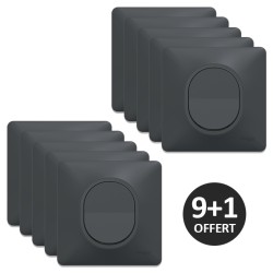 Schneider Ovalis - Lot de 10 Interrupteurs va et vient complets anthracites dont 1 OFFERT - Réf : S340204(9+1)