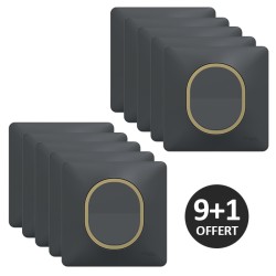 Schneider Ovalis - Lot de 10 interrupteurs complets dont 1 OFFERT - Plaque anthracite bague effet laiton - Réf : S340204-PL2