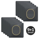 Schneider Ovalis - Lot de 10 interrupteurs complets dont 1 OFFERT - Plaque anthracite bague effet laiton - Réf : S340204-PL2