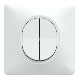Schneider Ovalis - Interrupteur double va et vient complet blanc - Réf : S320214-P