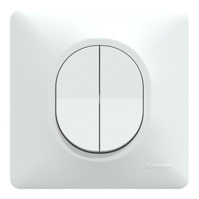 Schneider Ovalis - Interrupteur double va et vient complet blanc - Réf : S320214-P