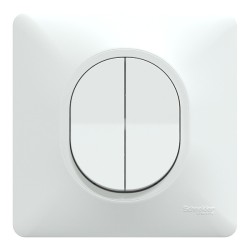 Schneider Ovalis - Interrupteur double va et vient complet blanc - Réf : S320214-P