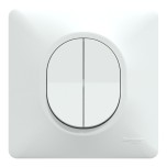 Schneider Ovalis - Interrupteur double va et vient complet blanc - Réf : S320214-P
