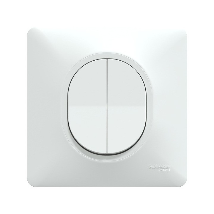 Schneider Ovalis - Interrupteur double va et vient complet blanc - Réf : S320214-P