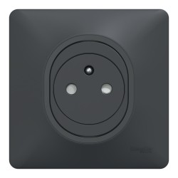 Schneider Ovalis - Prise de courant 2P+T affleurante complet anthracite - Réf : S340052-P