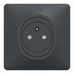 Schneider Ovalis - Prise de courant 2P+T affleurante complet anthracite - Réf : S340052-P