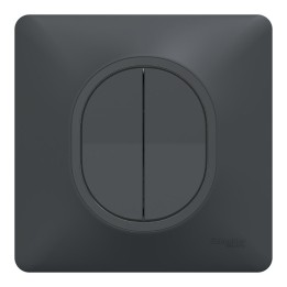 Schneider Ovalis - Interrupteur double va et vient complet anthracite - Réf : S340214-P