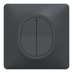Schneider Ovalis - Interrupteur double va et vient complet anthracite - Réf : S340214-P