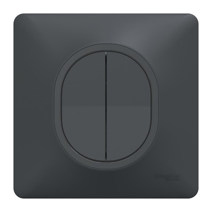 Schneider Ovalis - Interrupteur double va et vient complet anthracite - Réf : S340214-P