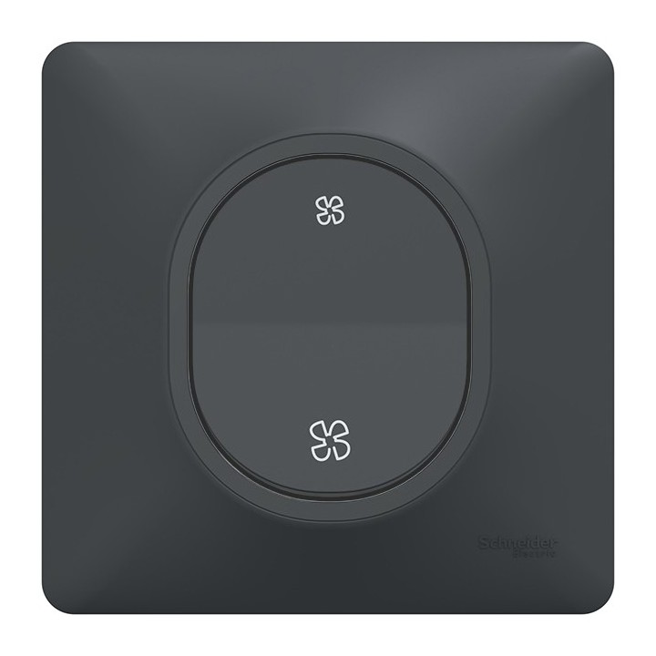 Schneider Ovalis - Bouton poussoir VMC complet anthracite - Réf : S340236-P