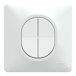 Schneider Ovalis - Interrupteur va et vient + poussoir complet blanc - Réf : S320285-P