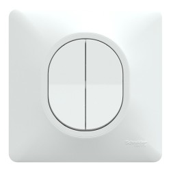 Schneider Ovalis - Interrupteur va et vient + poussoir complet blanc - Réf : S320285-P