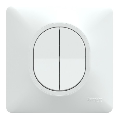 Schneider Ovalis - Interrupteur va et vient + poussoir complet blanc - Réf : S320285-P