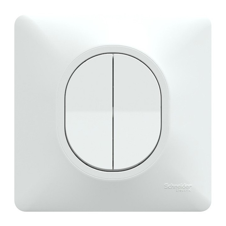 Schneider Ovalis - Interrupteur va et vient + poussoir complet blanc - Réf : S320285-P