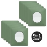 Schneider Ovalis - Lot de 10 interrupteurs complets dont 1 OFFERT - Plaques couleur vert forêt - Réf : S320702A-PV