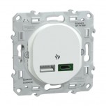 Schneider - Ovalis - Chargeur USB type A 7,5W +C 45W - Forte puissance type C - Blanc - Réf : S320403