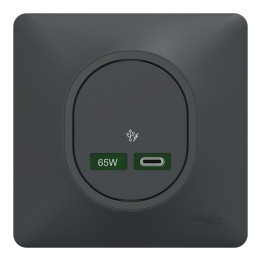 Schneider Ovalis - Chargeur USB-C complet anthracite - 65W - Forte puissance pour charge app. mobiles - Réf : S340406-P