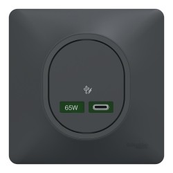 Schneider Ovalis - Chargeur USB-C complet anthracite - 65W - Forte puissance pour charge app. mobiles - Réf : S340406-P