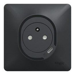 Schneider - Ovalis - Combi 2P+T 16A affleurante+chargeur USB-C 10,5W - Connexion auto - Anth - Réf : S340089