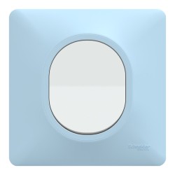 Ovalis - Interrupteur complet blanc avec Plaque couleur bleu azurin - Réf : S320702C-P2