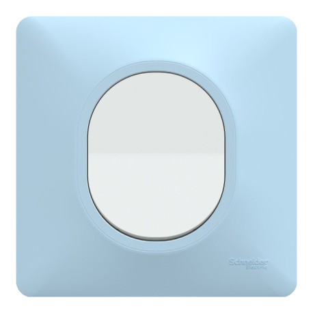 Ovalis - Interrupteur complet blanc avec Plaque couleur bleu azurin - Réf : S320702C-P2