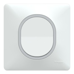 Schneider Ovalis - Interrupteur complet blanc - Plaque Blanche avec bague effet Argent Chromé - Réf : S320702F-P2
