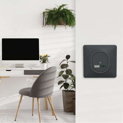 Schneider Ovalis - Chargeur USB type A 7,5W + C 45W complet anthracite - Forte puissance type C - Réf : S340403-P