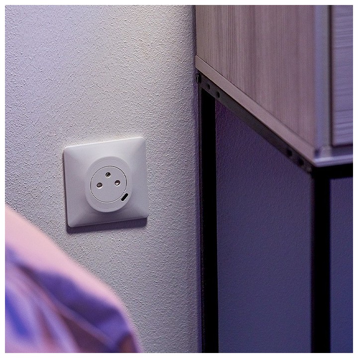 Schneider Ovalis - Combi 2P+T 16A affleurante+chargeur USB-C 10,5W - Connexion auto - Blanc - Réf : S320089