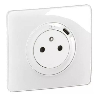 Legrand Céliane - Prise Surface avec chargeur Type C intégré - Ensemble complet à composer - Blanc - Réf : CB0140-P