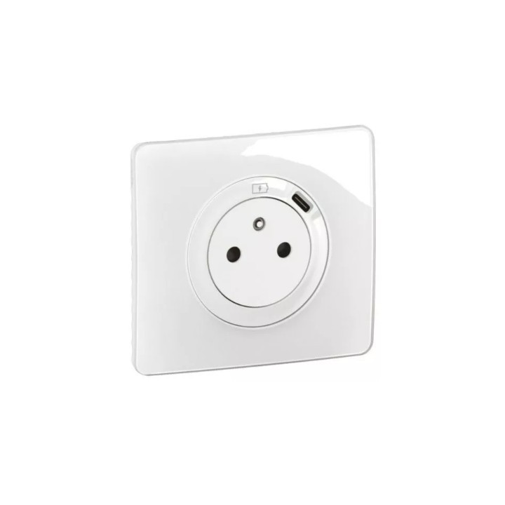 Legrand Céliane - Prise Surface avec chargeur Type C intégré - Ensemble complet à composer - Blanc - Réf : CB0140-P