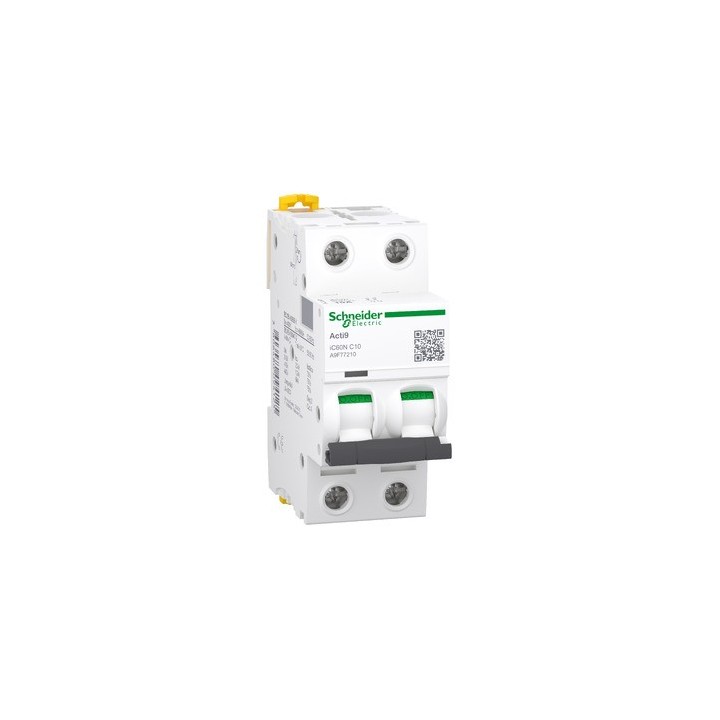 Schneider - Acti9 - iC60N - Disjoncteur - 2P - 10A - 10kA - courbe C - Réf : A9F77210