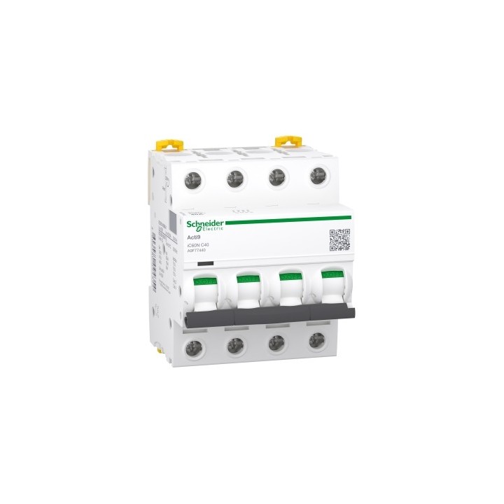 Schneider - Acti9 iC60N Disjoncteur - 40A - 4P - courbe C - 10kA 400V - Réf : A9F77440