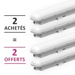 Miidex Lighting - 4 Boitiers étanches LED intégrées dont 2 OFFERTS - Traversant - 4000°k - 50W - IP65 - 1500mm - Réf : 101059(4)