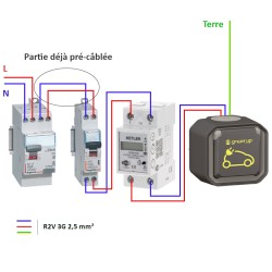 Legrand - Kit recharge pour véhicule électrique + Compteur énergie WIFI + Prise Green'up Access - Réf : 069785L-04-Précablé