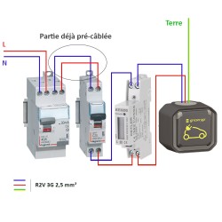 Legrand - Kit recharge pour véhicule électrique + Compteur énergie 45A + Prise Green Up Access saillie -Réf: 069785L-02-Précablé