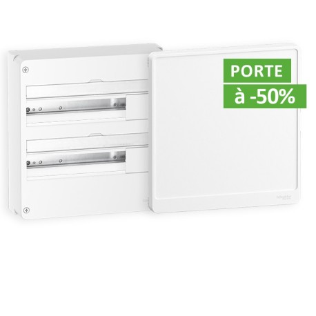 Schneider - Resi9 - coffret 18 Modules - 2 Rangées + Porte incluse à -50% - Réf : R9H18402-P