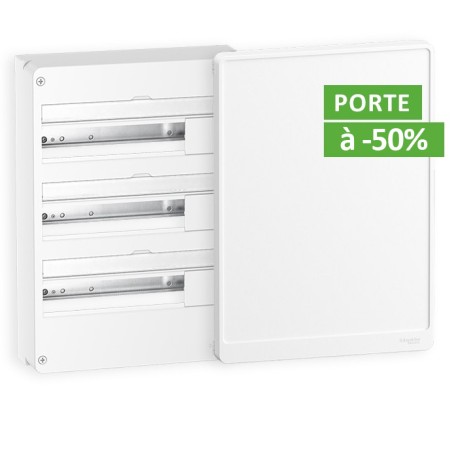 Schneider - Resi9 - coffret 18 Modules - 3 Rangées + Porte incluse à -50% - Réf : R9H18403-P