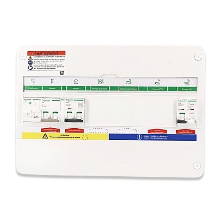 Schneider - Rési9 Energy Center - Coffret PV mono 3 kWc - Onduleur centralisé - 18 modules 1 rangée - Réf : R9HPV118A13