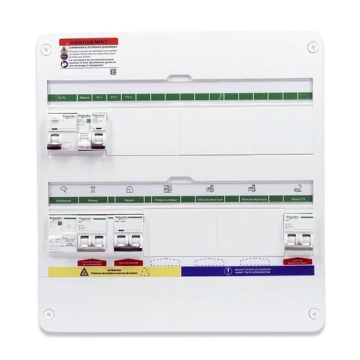 Schneider - Rési9 Energy Center - Coffret PV Mono 7-9 kWc - Onduleur centralisé - 36 modules - 2 rangées - Réf : R9HPV218A19C