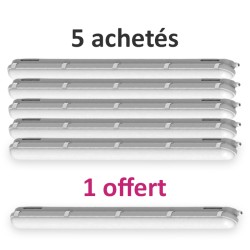 Miidex Lighting - 6 Boitiers étanches LED intégrées dont 1 OFFERT - Traversant - 4000°k - 30W - IP65 - 1200mm - Réf : 75810(6)