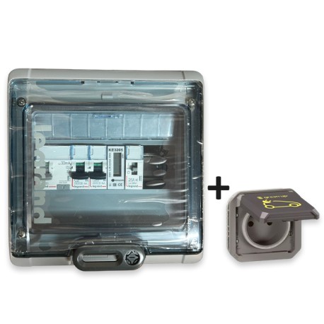 Legrand - Kit recharge pour véhicule électrique + Compteur énergie + Contacteur + Prise Green'up - Réf : 069885L-03-Précablé
